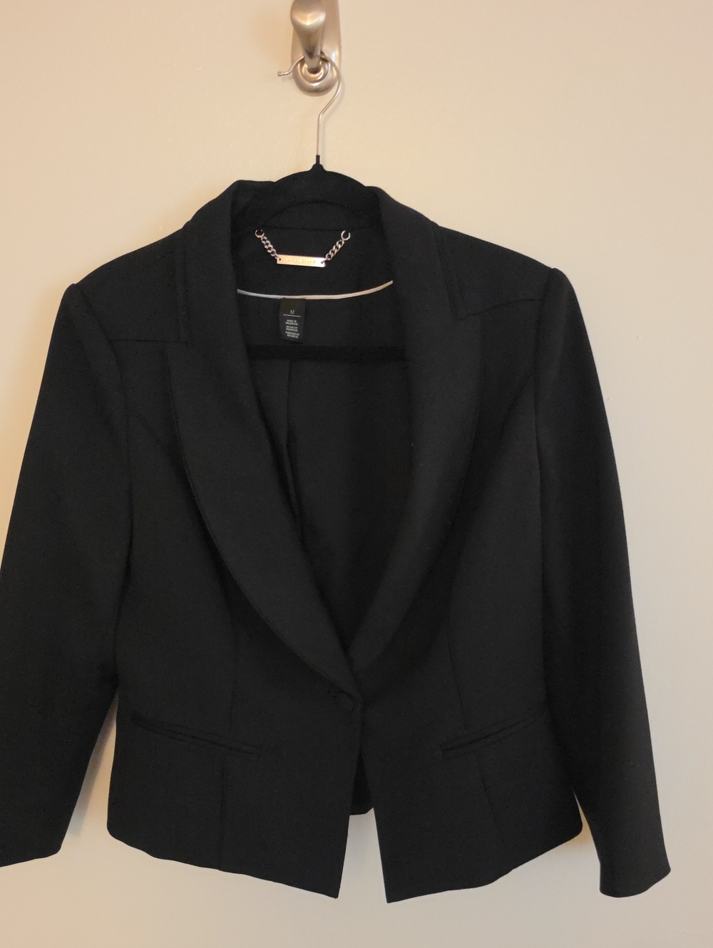 White|Black - Black Women's Tailored Blazer Jacket